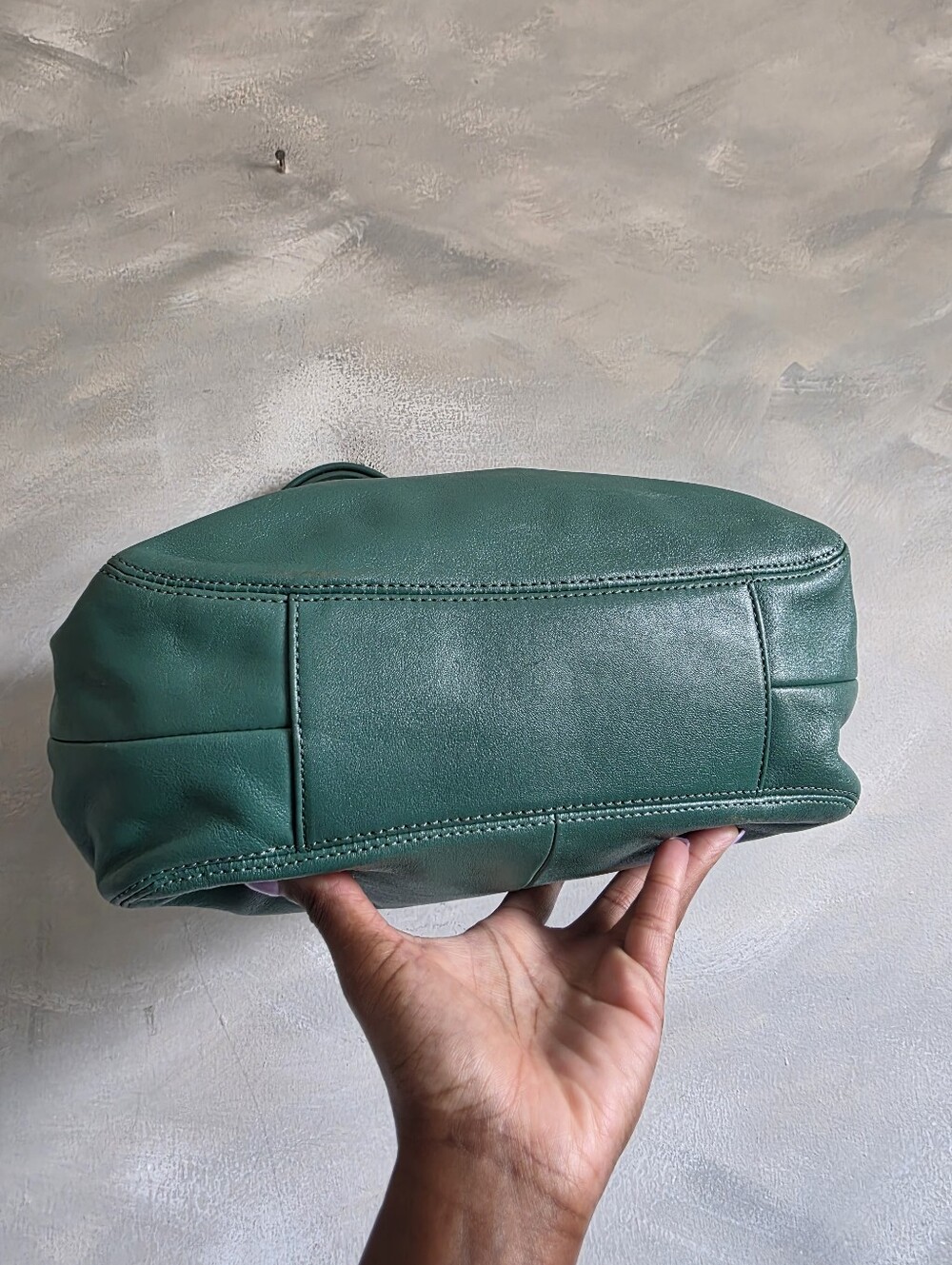 Coach Ashley Teal Green Leather Hobo Slouchy Shoulder Bag F21926 12x9x3 - Picture 10 of 12